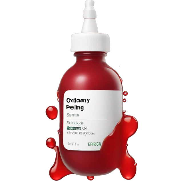 the ordinary peeling solution bottle with label and a red liquid inside emoji
