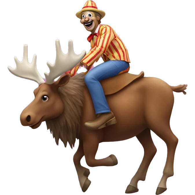 Clown riding moose emoji