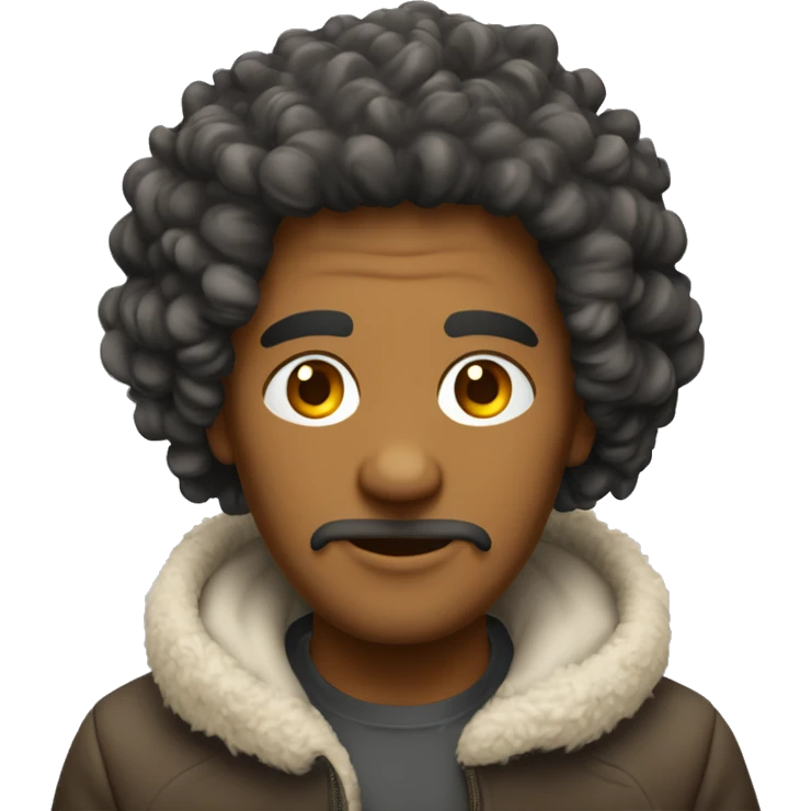 homme métisse aux cheveux bouclés avec une capuche emoji