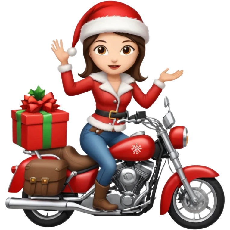 biker girl brune moto christmas emoji