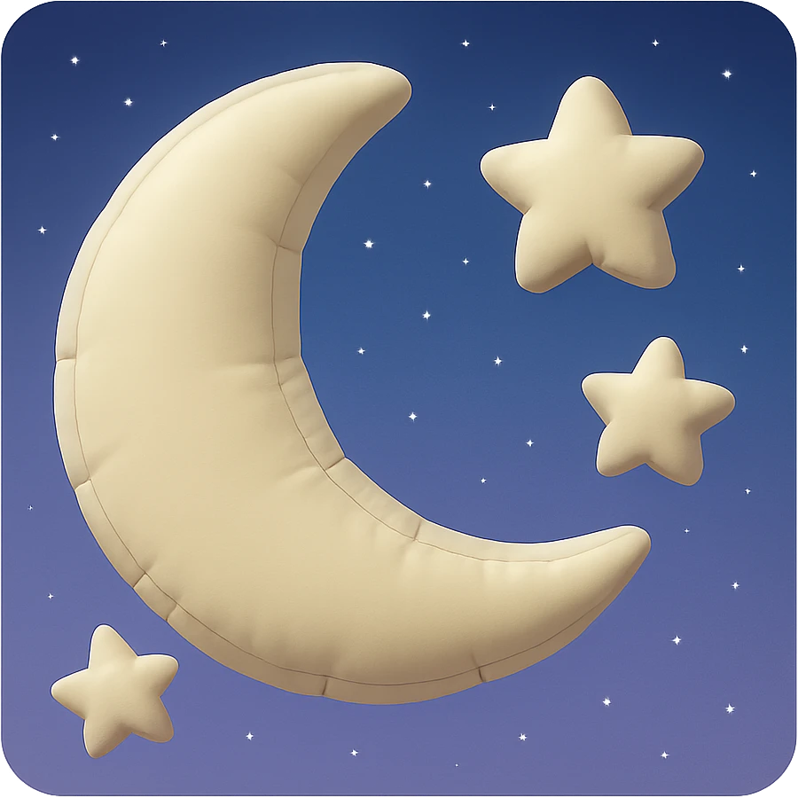 moon and stars with a gentle gradient night sky background, soft and inviting emoji