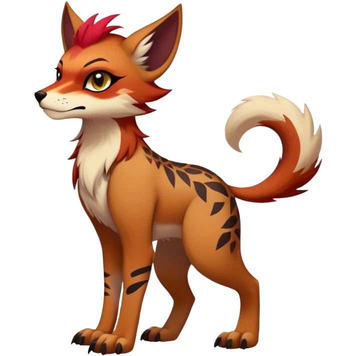 edgy badass cool Falvie-Fionbri-creature-fursona, full body, with random markings emoji