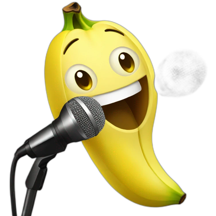 Banana singing with microphone emoji