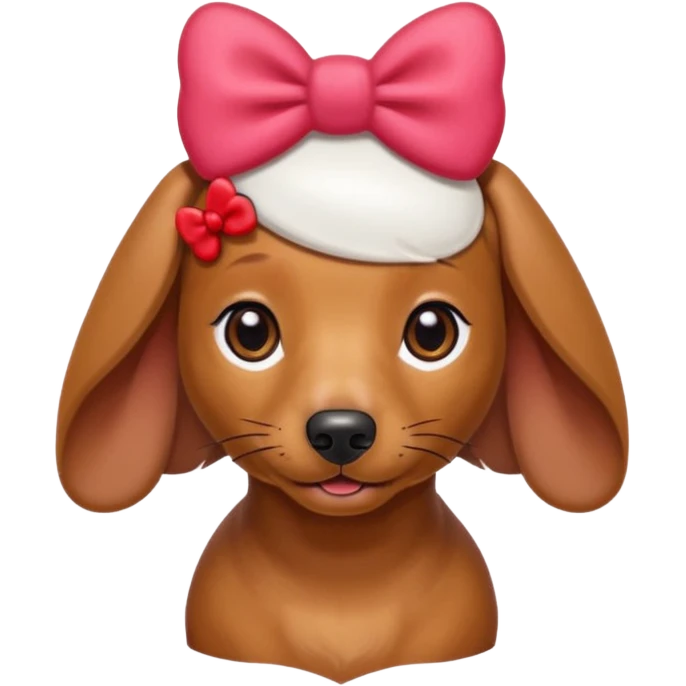 Female Dachshund with red hello kitty bow on her right ear emoji
