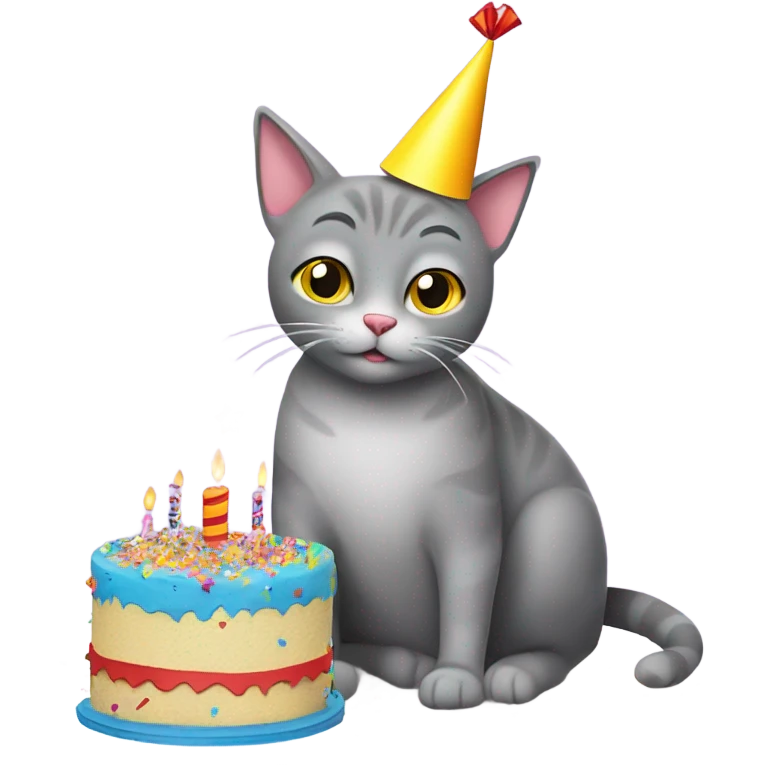 A grey cats birthday  emoji