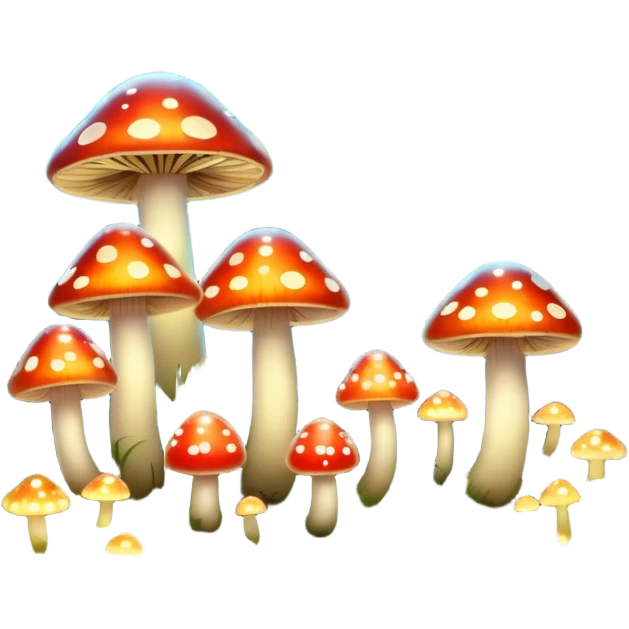 magical forest with glowing mushrooms and fireflies emoji