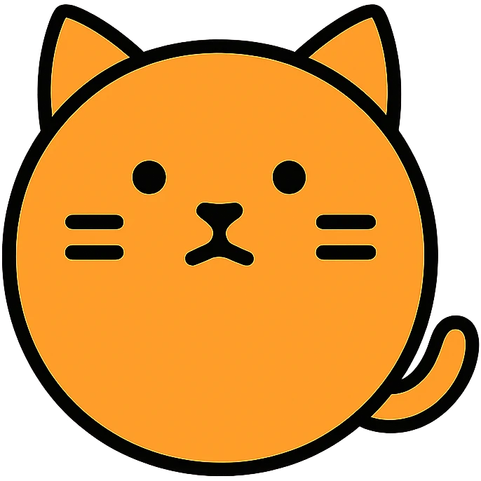 Round cat, neutral expression emoji