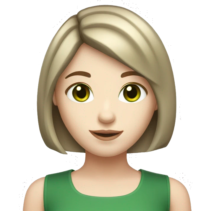 Pale skin girl with green eyes and brown hair and Bob haircut emoji