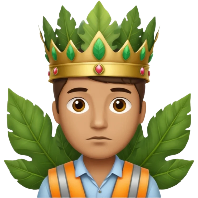 an surveyor man wearing a large leaf crown emoji