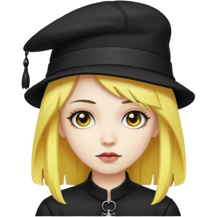 goth in hat, yellow hair emoji