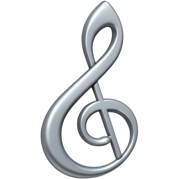 Minimal emoji icon of a single metallic silver music note, clean shape, smooth edges emoji