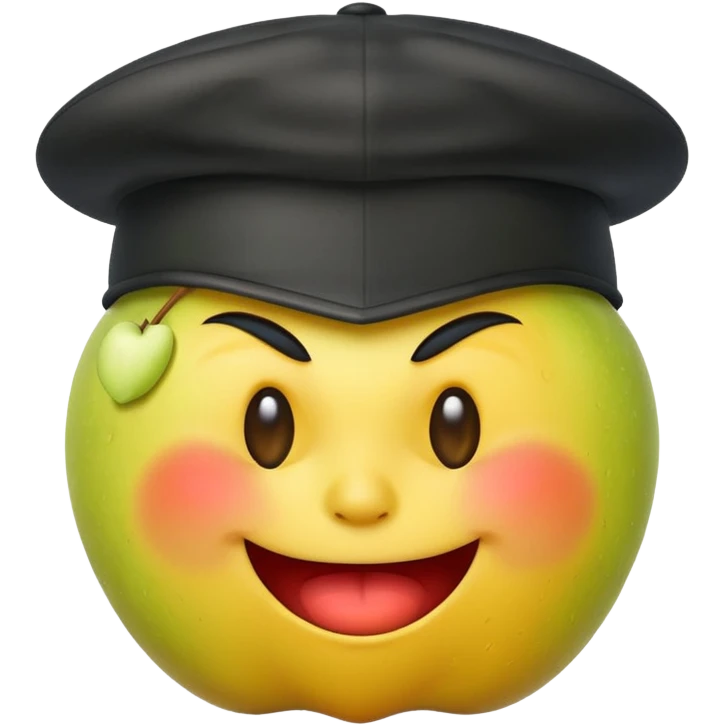 angry yellow smiley of apple with SS hat  emoji