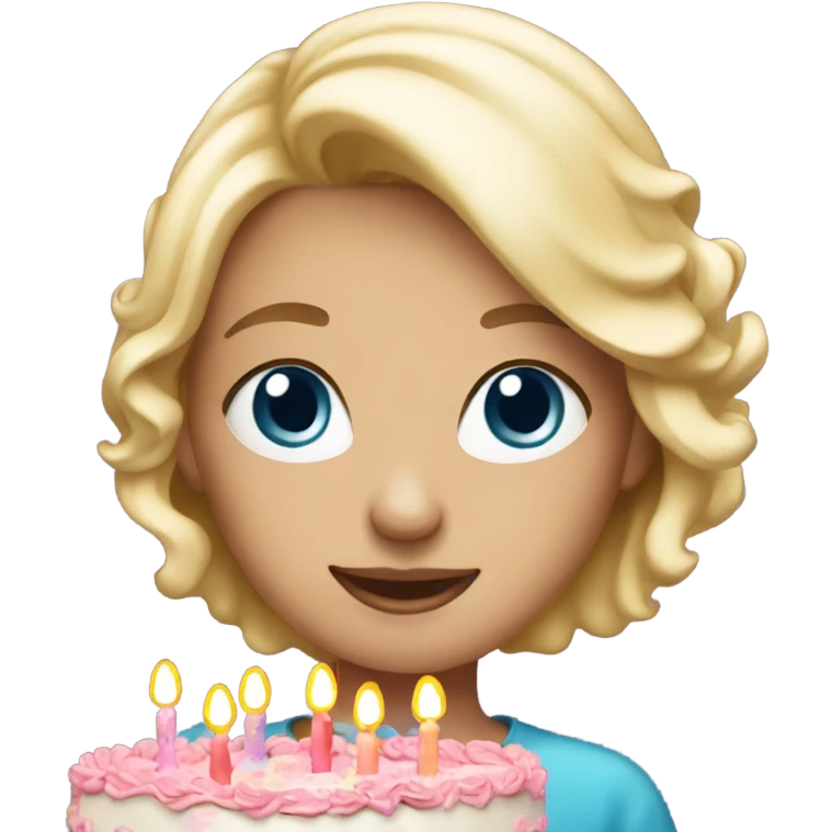 blonde girl with birthday cake emoji