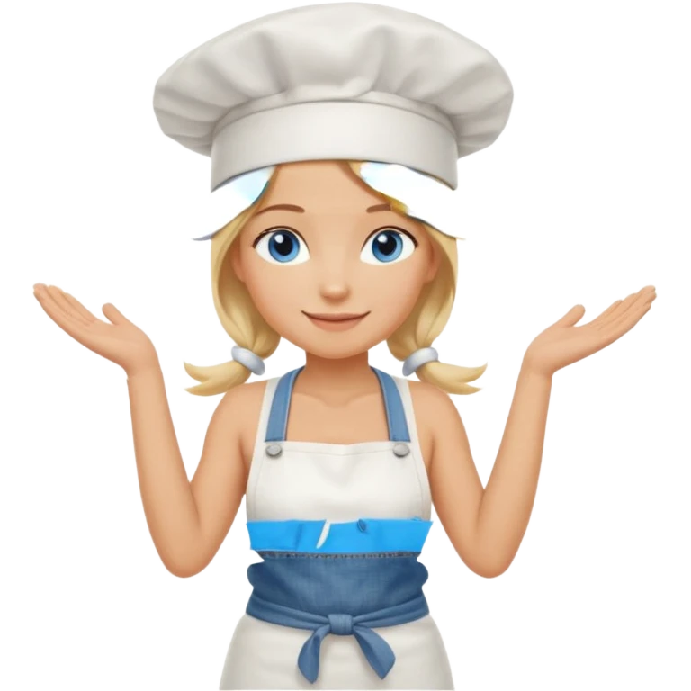 Sexy Full body  pretty
Long Blonde hair blue eyed female chef wearing white tank top, denim shorts and chef hat with arms folded emoji