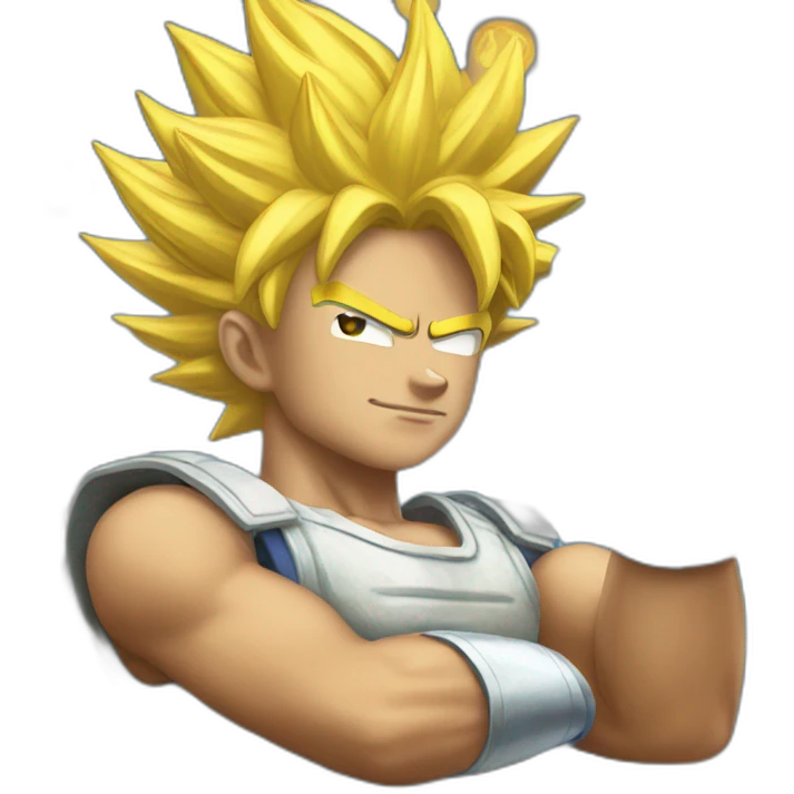 super saiya showing peace emoji