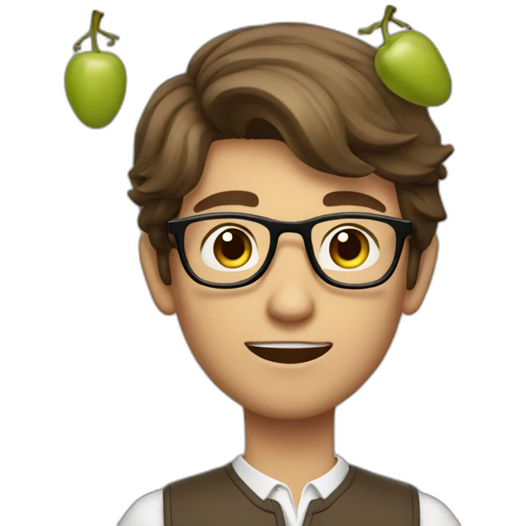 Classy brown-haired, bitter, bespectacled young man throwing grapes emoji
