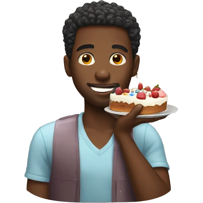 black dude eating cake emoji