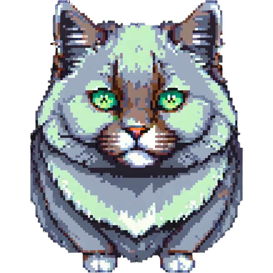 gray fluffy cat with light green eyes emoji