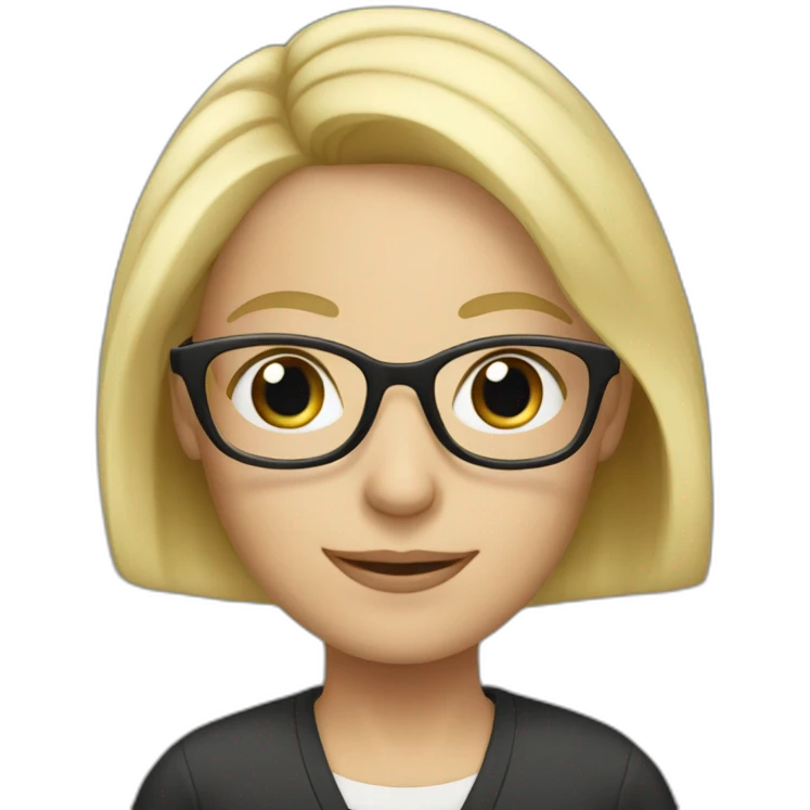 White blond middle hair teacher with glasses emoji