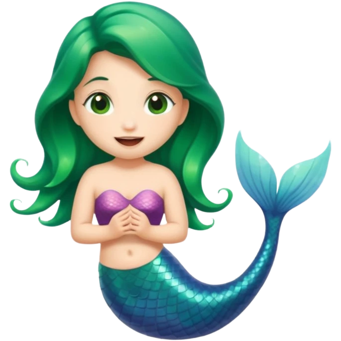 A cute mermaid emoji, drooling and looking naughty and mischievous.  emoji