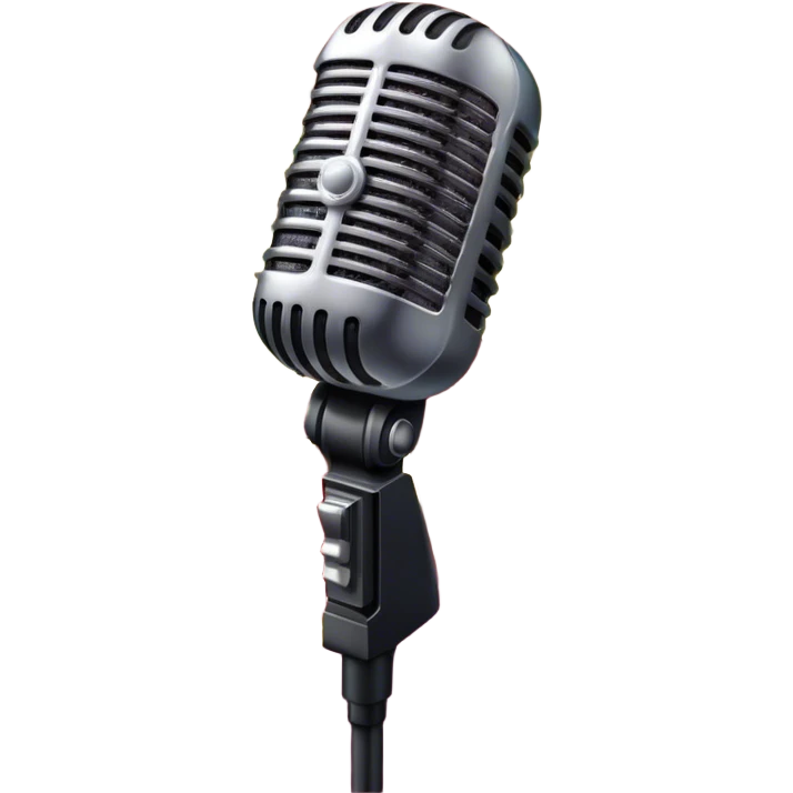 Create a vibrant and dynamic emoji that represents pop vocal performance without people. The design should feature a close-up of a classic stage microphone (retro-style) with a lanyard, set against a stage background. Add concert lighting, a celebratory salute of confetti or fireworks in the background, and musical notes forming a ribbon, symbolizing the performance and creativity of pop vocals. Include subtle elements like a formal stage costume to emphasize the professional aspect. Use bright, bold colors like gold, red, and neon to reflect the energetic and glamorous nature of pop vocal performance. The background should be transparent. emoji