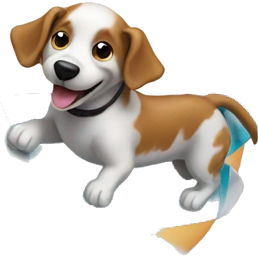 dog riding surfboard on moon emoji