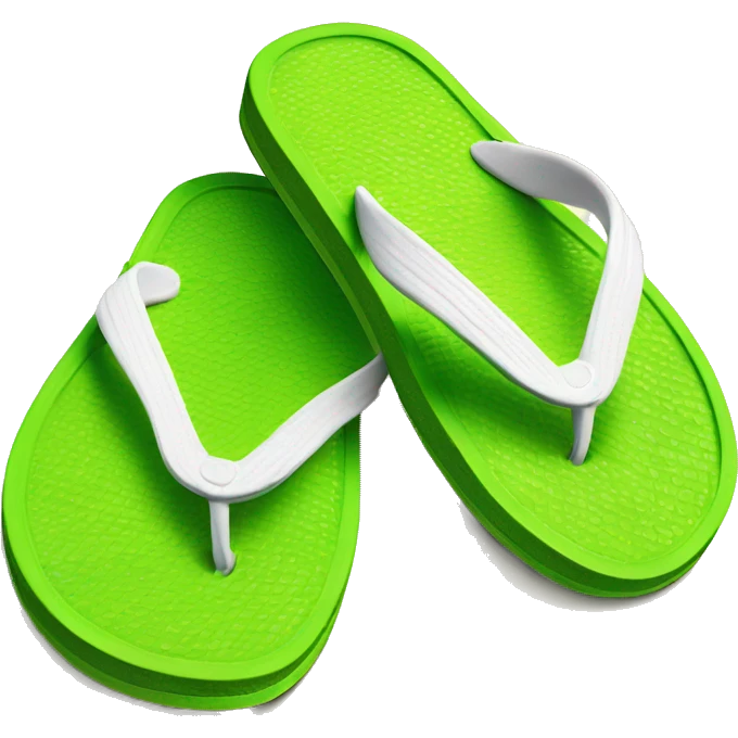 Realistic lime green pair of summer flip flops isolated. emoji