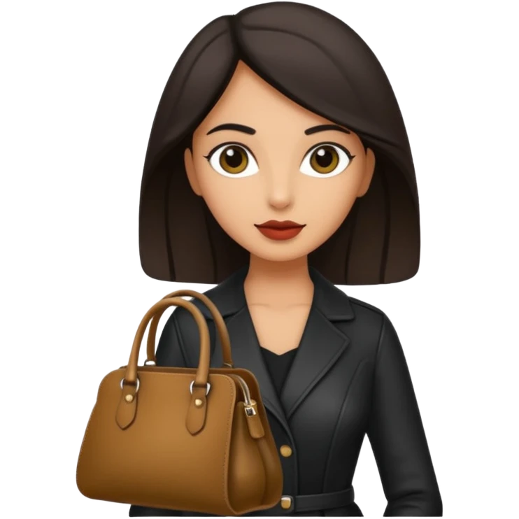 italian female with italian fashion style, holding bag emoji