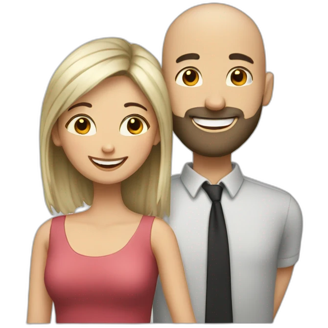 Happy-secret-couple-girl-with-short-dark-hair-with-Bald-guy-with-beard emoji