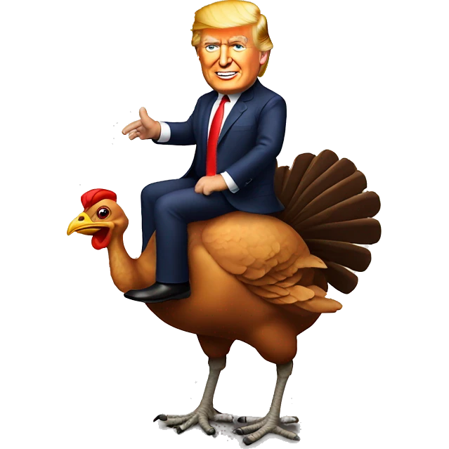 Donald Trump riding a turkey emoji