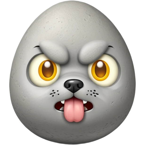 Angry pebble that looks like dog with egg on top emoji