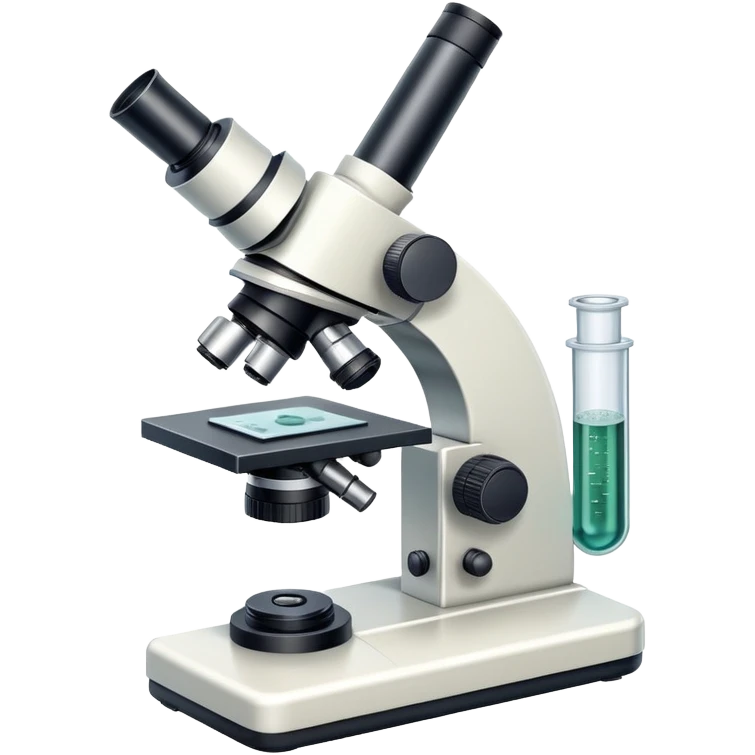 Scientific microscope with specimen slide emoji