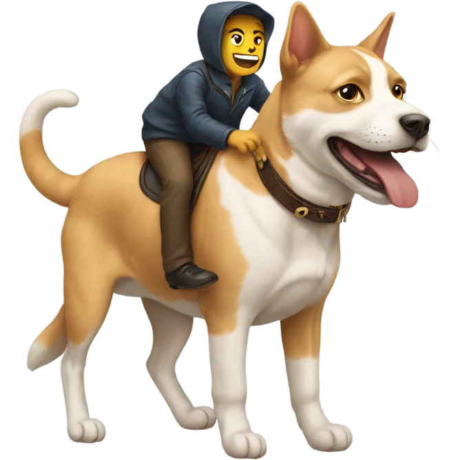 A cat riding a dog  emoji