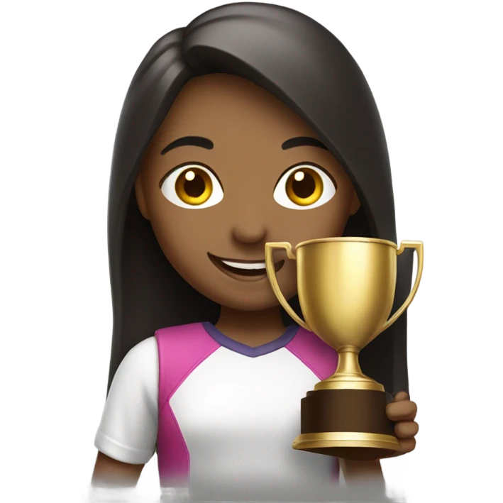 smiling girl holding a trophy  emoji