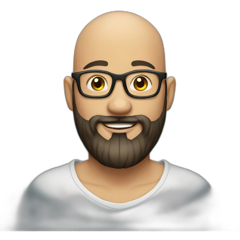 Tattooed beard man bald with glasses emoji