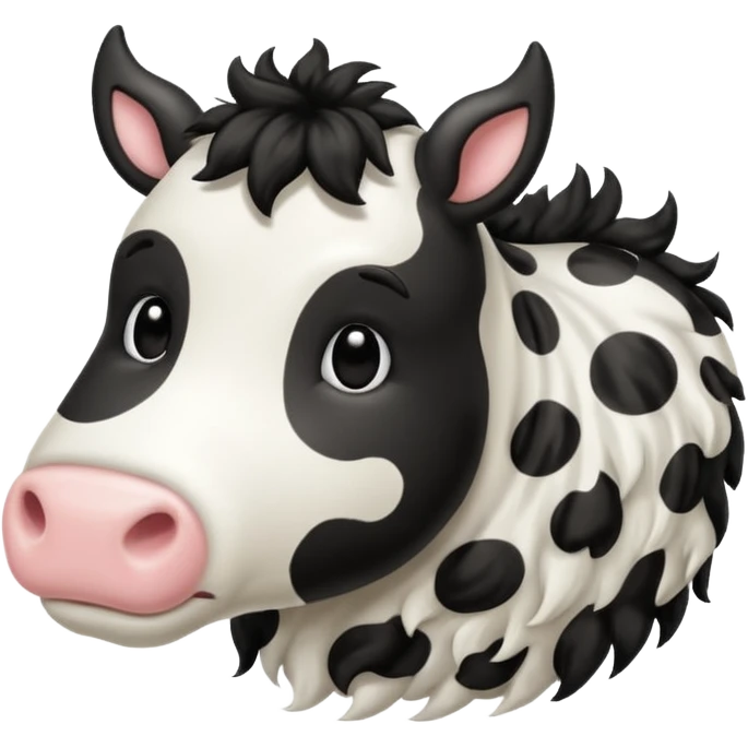 realistic white and black spotted cow tail, fluffy texture, slight curl at the end, soft shading, no background, transparent PNG style, emoji aesthetic emoji