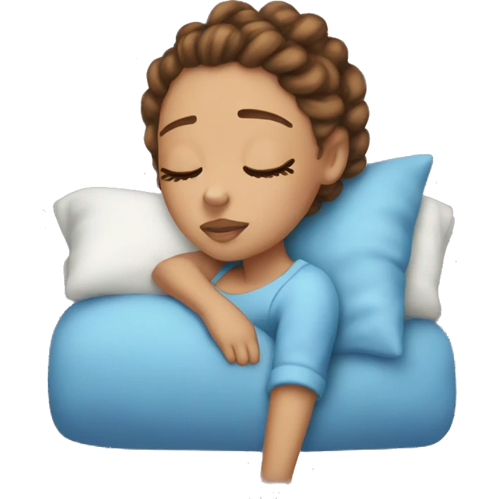Ariana sleeping with blue curly ponytail emoji