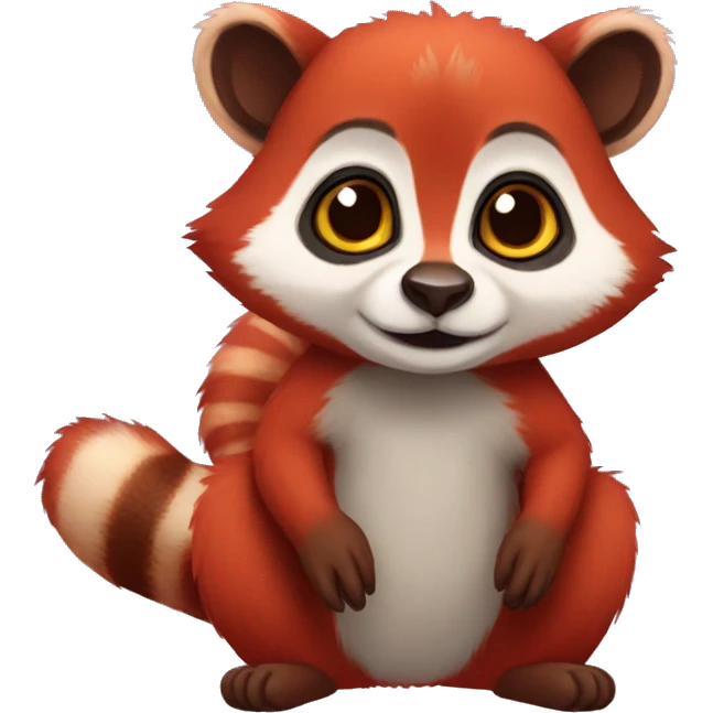Cute red raccoon-lemur-hybrid full body emoji