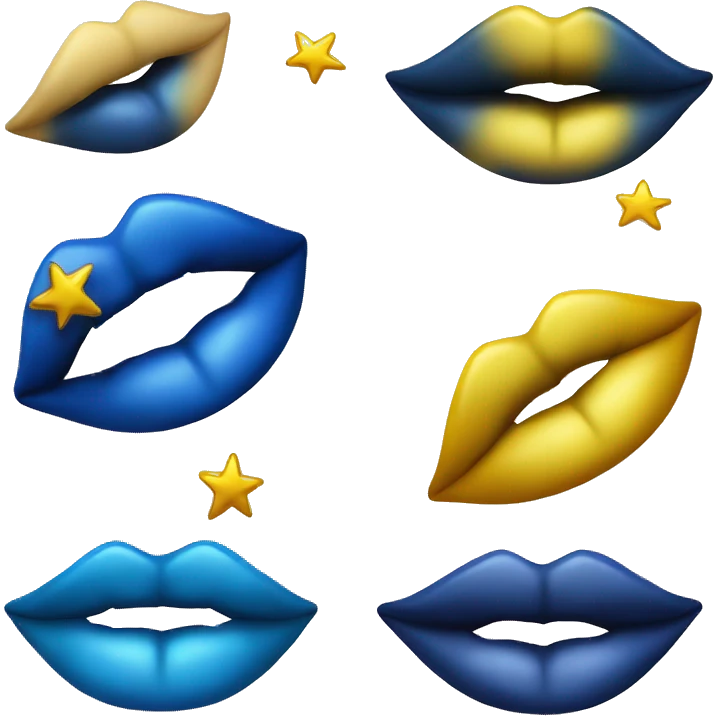 Blue lips with yellow highlights, theme stars, magical, kiss, 💋, just lips one pair of lips  emoji