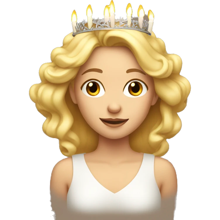 Blonde girl with crown of candles  emoji
