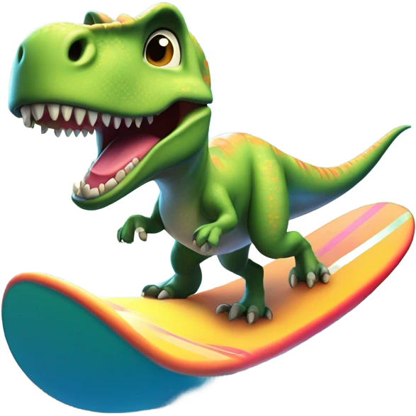 Dinosaur riding a surfboard emoji