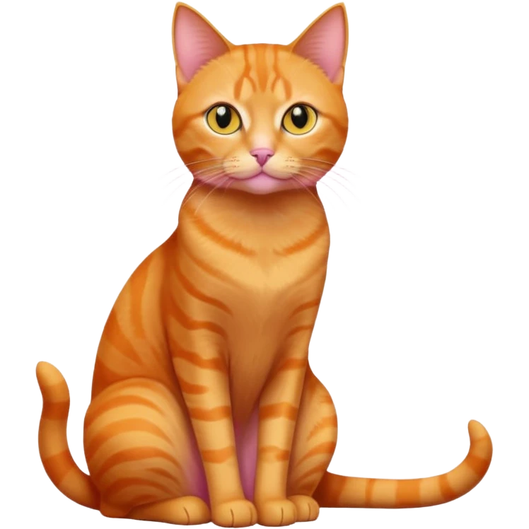 full body solid orange domestic shorthair slim cat with yellow/orange eyes sitting emoji