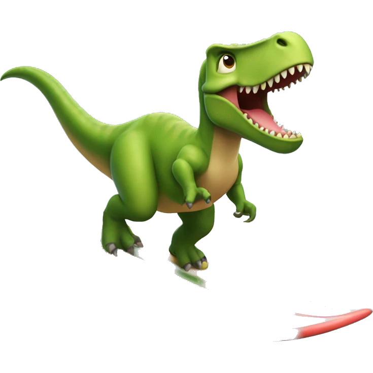 A dinosaur riding a surfboard emoji