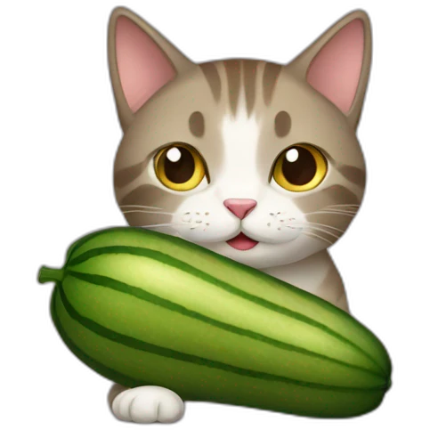 cat with zucchini emoji