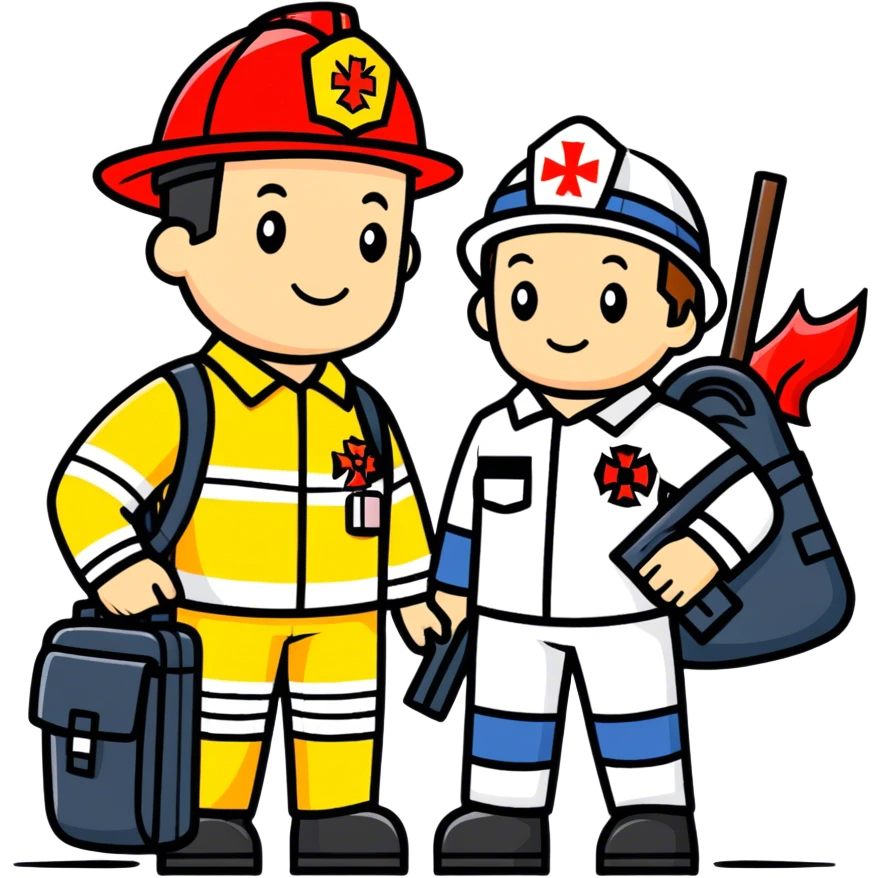 Fireman and Paramedic standing together emoji