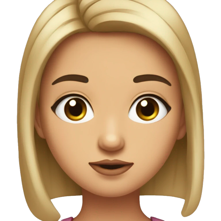 25 year old chubby cheeks square face big lips big eyes thick uneven eyebrows two block haircut emoji
