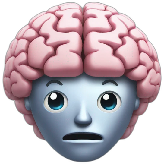 Brain with abs and robot face emoji