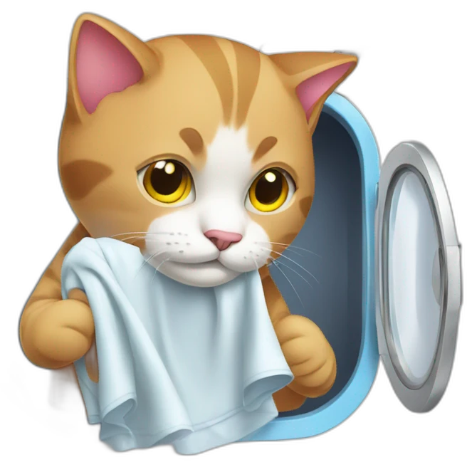 cat washing clothes emoji