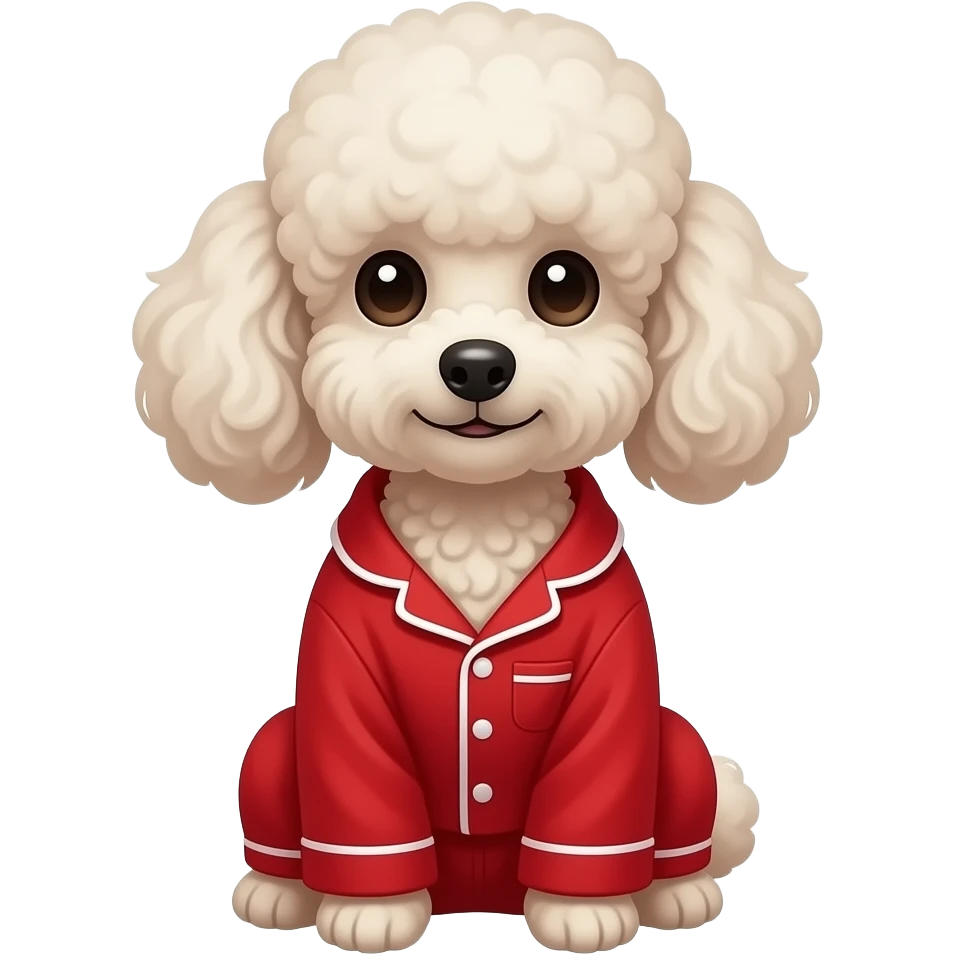 poodle in red Pajamas front facing sitting emoji