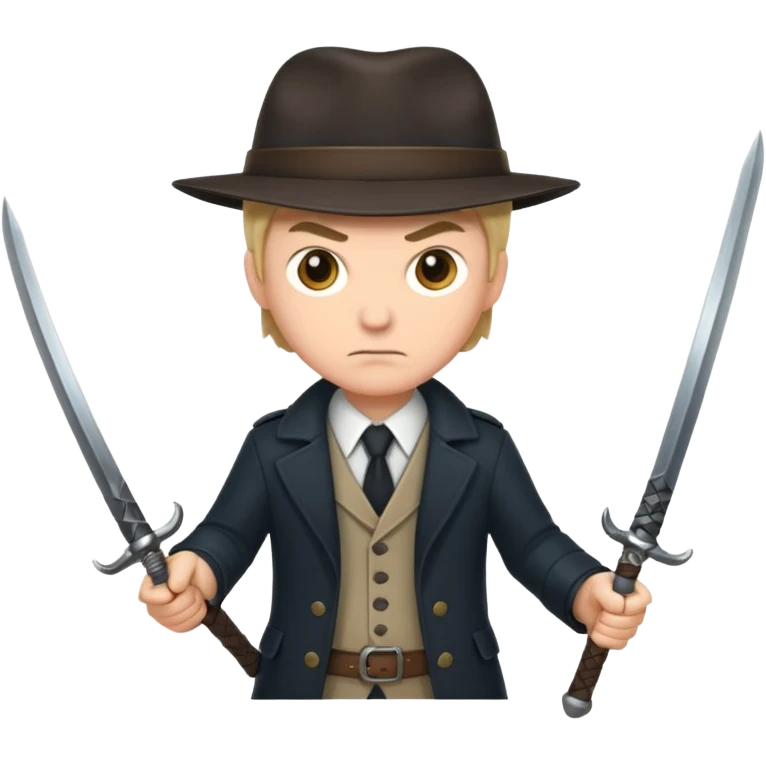 DETECTIVE with two swords in two hands emoji
